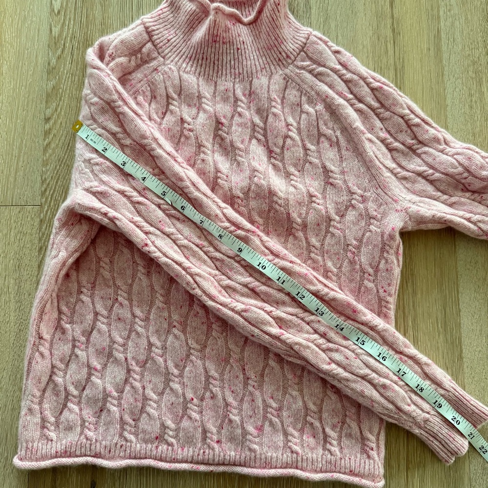 J.Crew Cable Knit Rollneck Cashmere Donegal Cropped Sweater - Picture 7 of 8